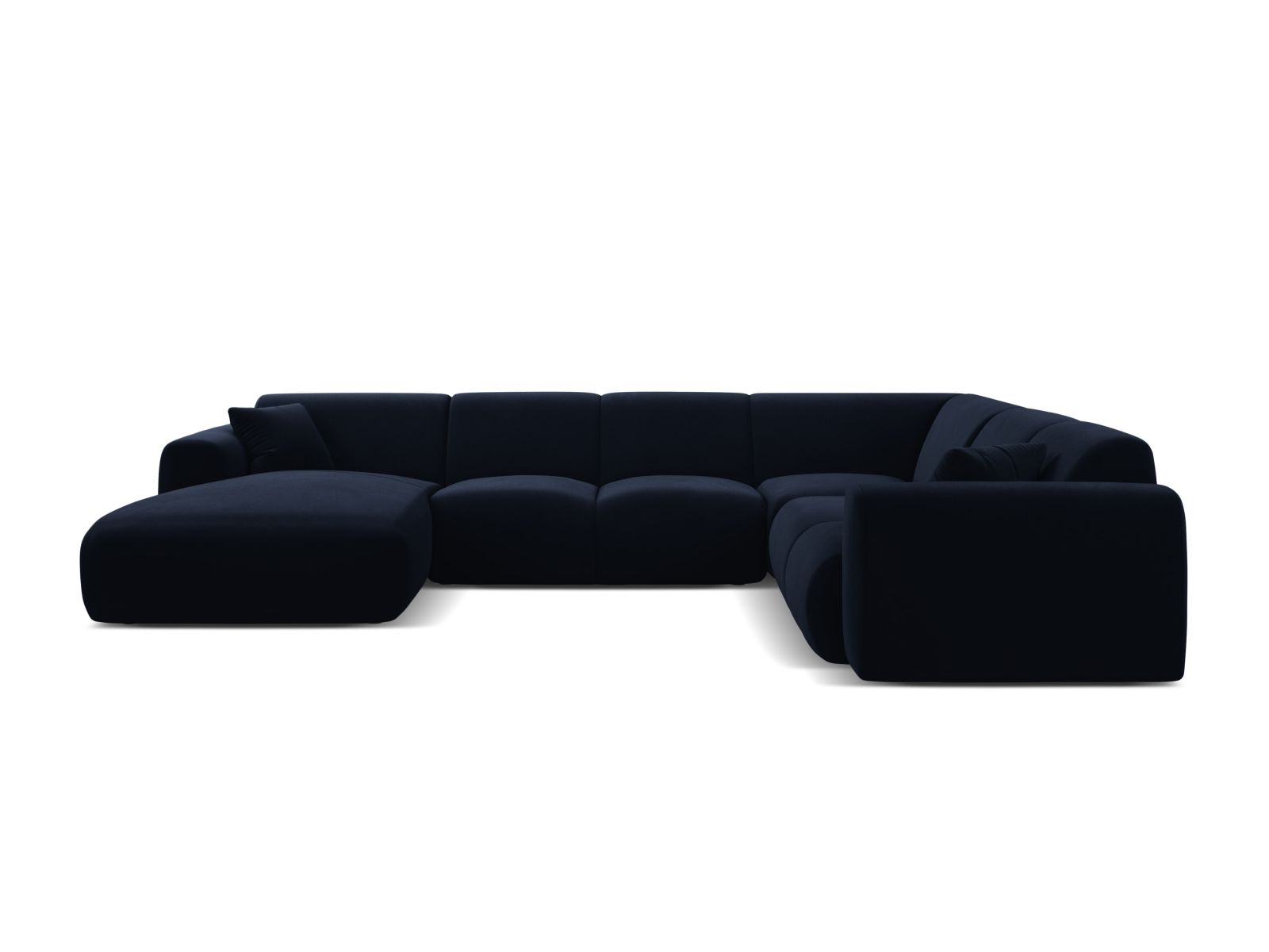 Elegantes 6-Sitzer Ecksofa Molino in Royal Blue-Casino, ideal für moderne Wohnräume, präsentiert sich in stilvollem Design und hoher Funktionalität.
