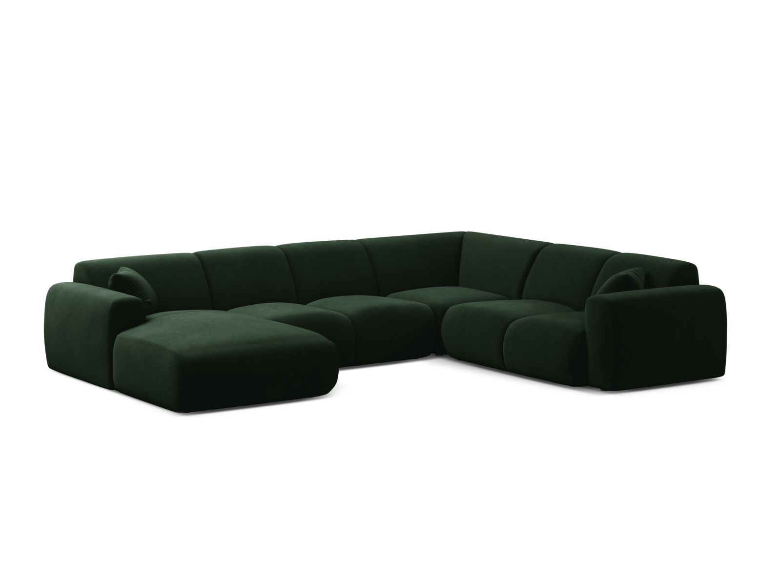 6-Sitzer Modular Ecksofa Panoramic rechts Molino in Bottle Green-Casino präsentiert im Onlineshop von KAQTU Design AG. Ecksofa rechts ist von Micadoni