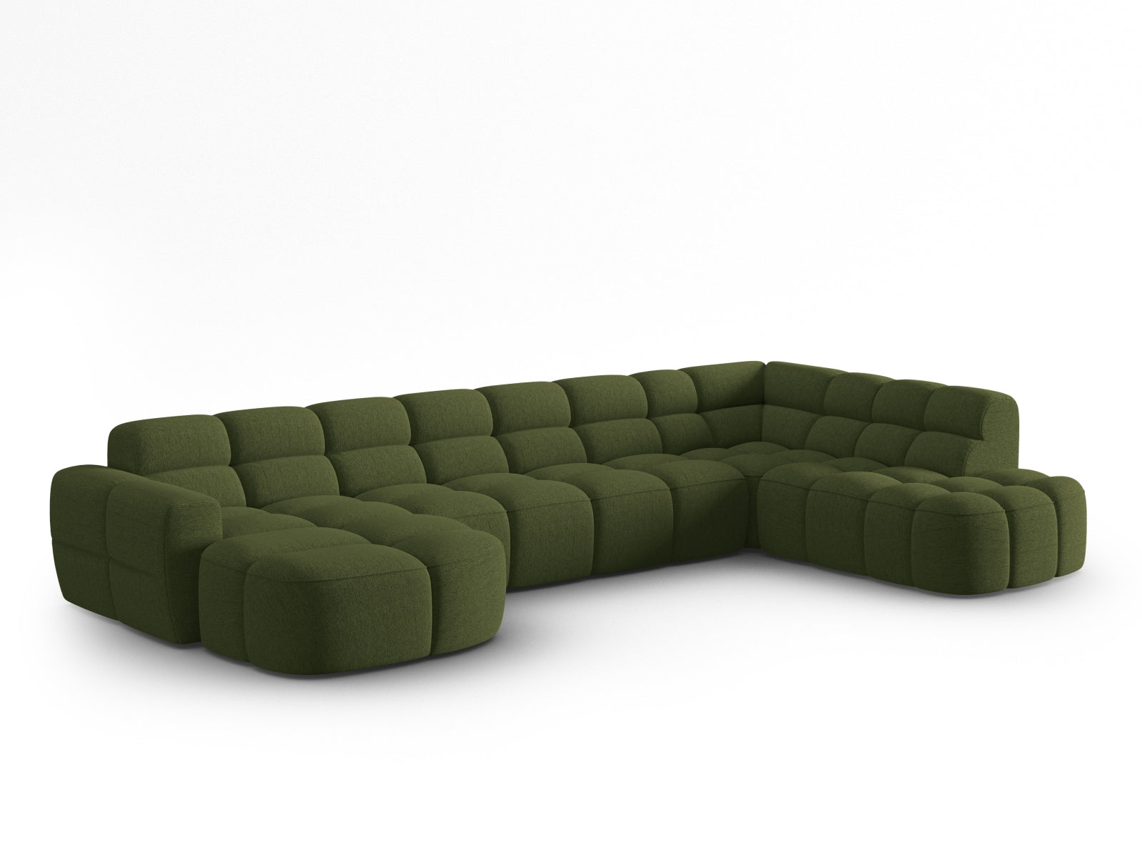 Lisa Panoramic Ecksofa rechts 7 Sitzer in Green Melange präsentiert im Onlineshop von KAQTU Design AG. Ecksofa rechts ist von Micadoni