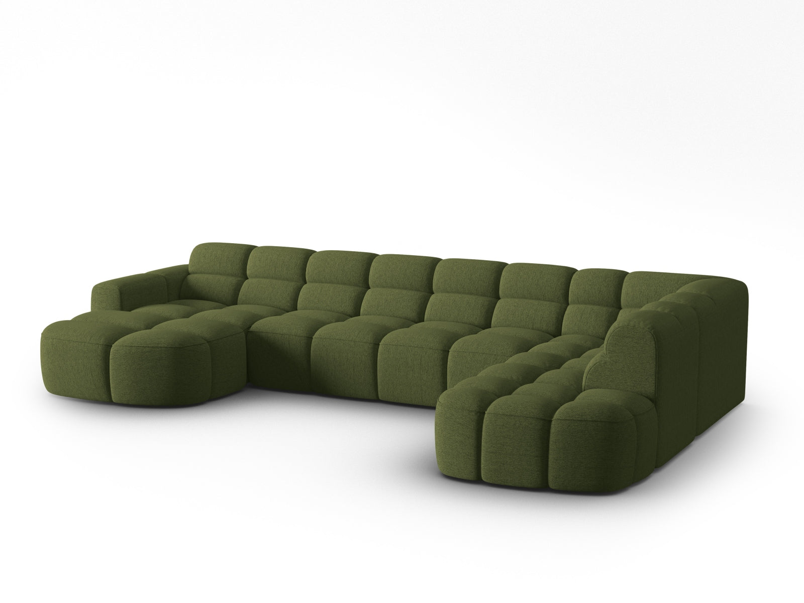 Lisa Panoramic Ecksofa rechts 7 Sitzer in Green Melange präsentiert im Onlineshop von KAQTU Design AG. Ecksofa rechts ist von Micadoni