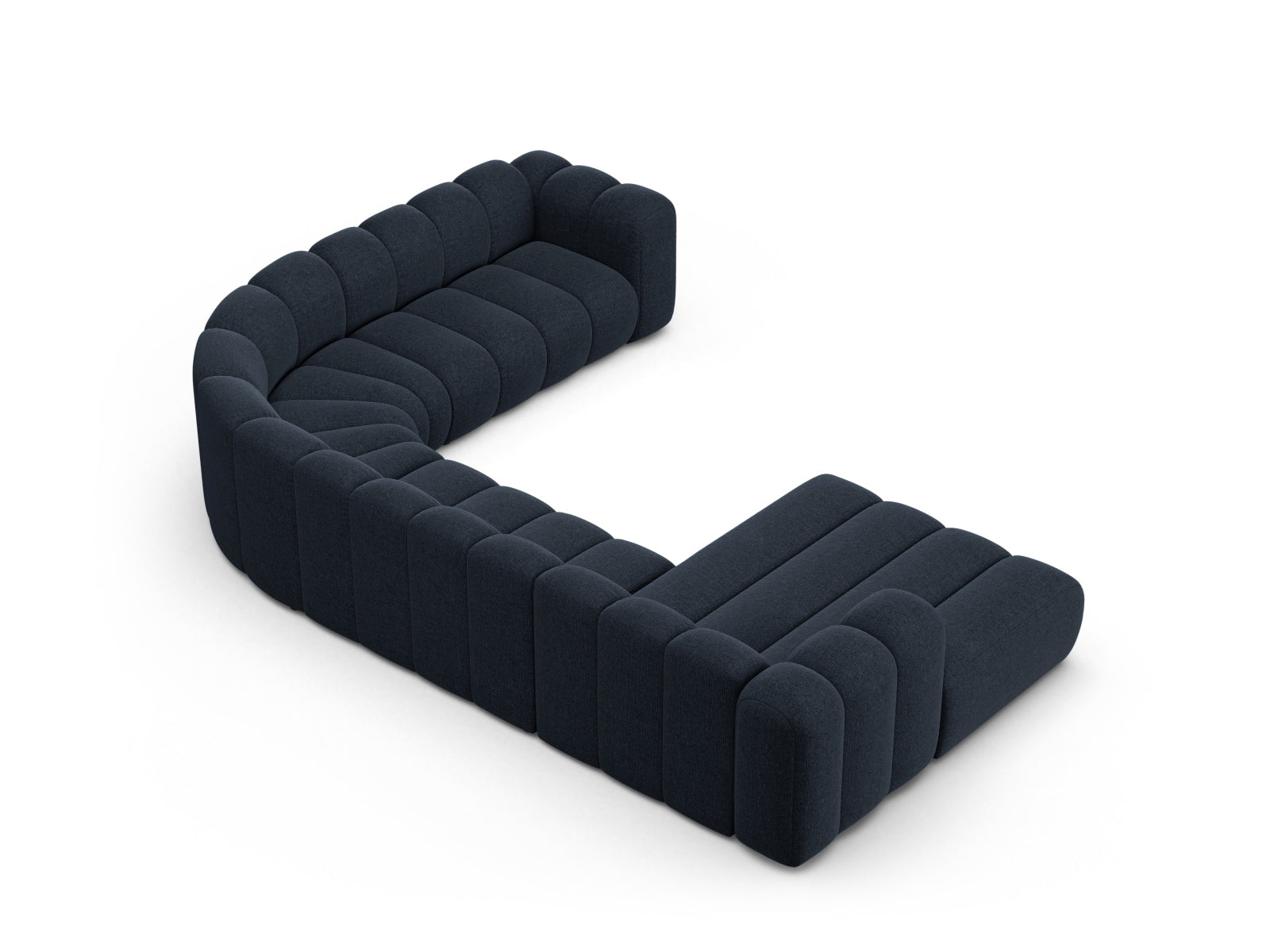 Elegantes, modernes Ecksofa in Navy Blue-Eden, 6-Sitzer von Micadoni, perfekt für entspannte Abende und stilvolle Wohnräume.