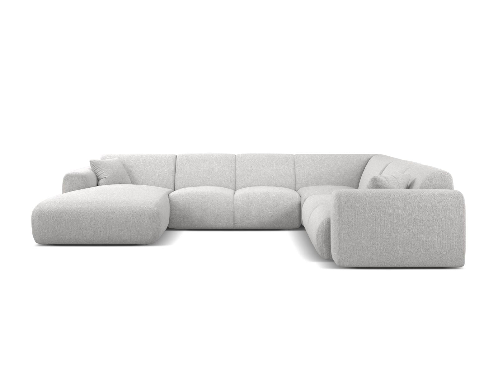 Elegantes 6-Sitzer Ecksofa Molino in Silver-Eden, ideal für moderne Wohnräume, bietet Komfort und Stil für gesellige Abende.