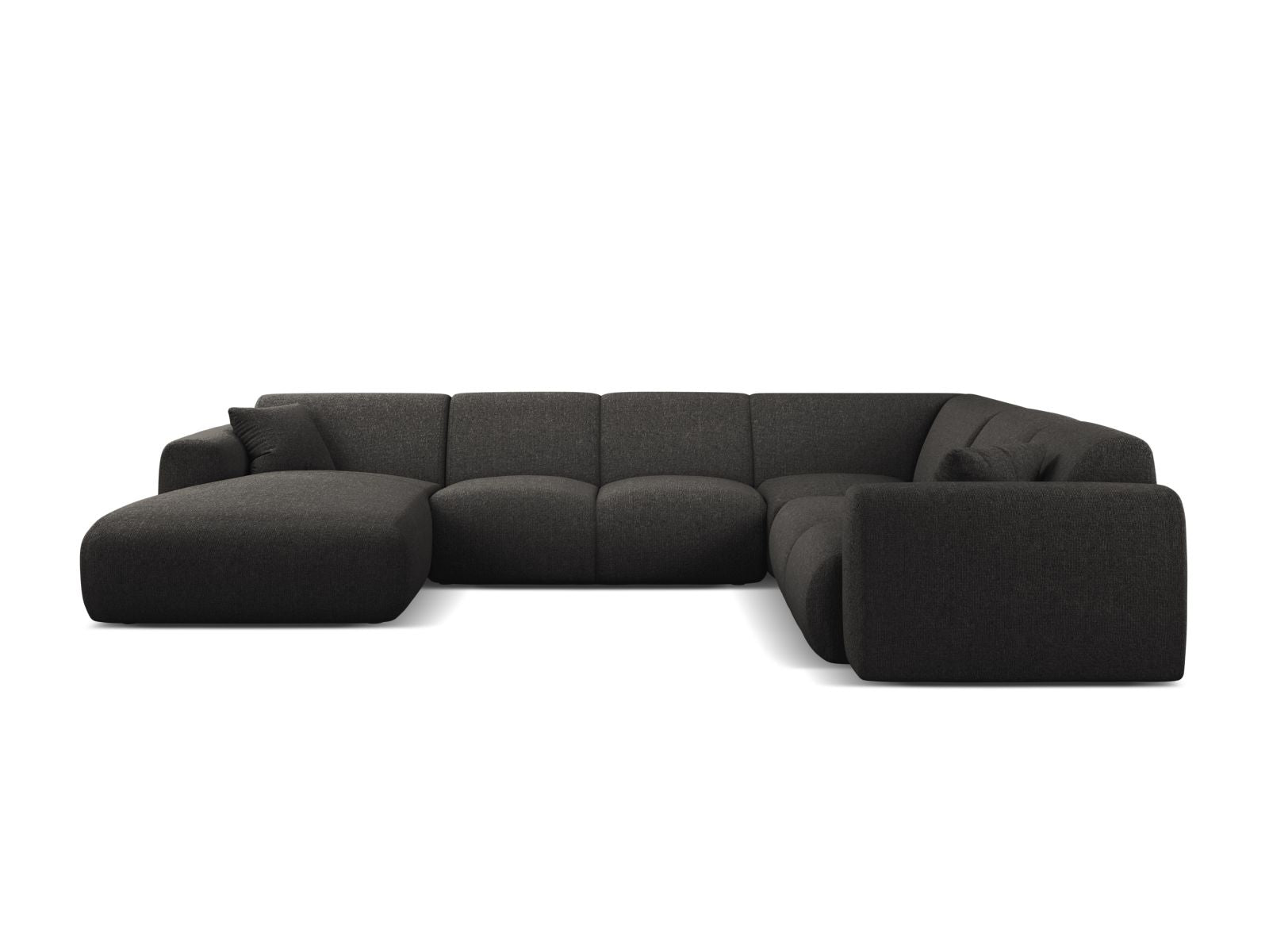 Elegantes 6-Sitzer Ecksofa Molino in Anthrazit, ideal für moderne Wohnräume, bietet Komfort und Stil für gesellige Abende.