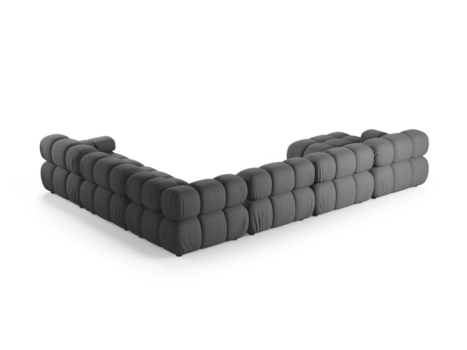Stilvolles 8-Sitzer Ecksofa Bellis in Grau, modular und einladend, ideal für gesellige Runden und entspannte Abende im modernen Zuhause.
