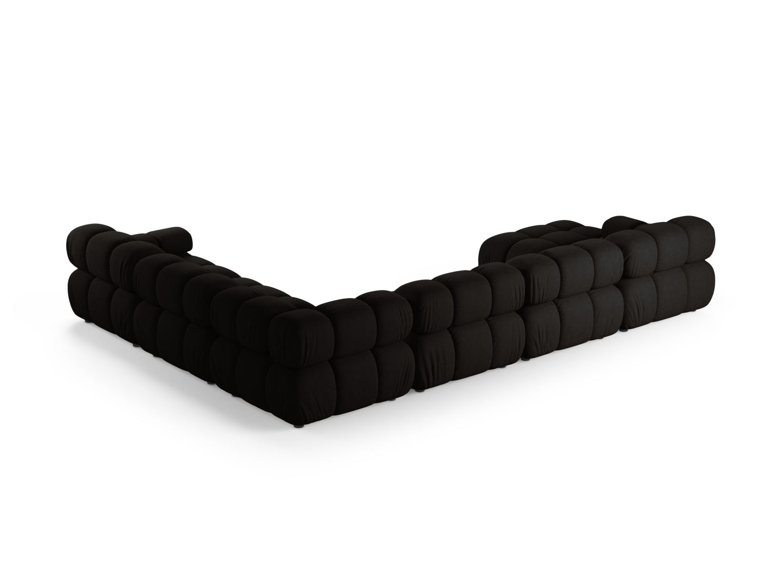 Luxuriöses 8-Sitzer Ecksofa Bellis Modular Panoramic rechts in edlem Schwarz, perfekt für stilvolle Wohnzimmer und gesellige Zusammenkünfte.