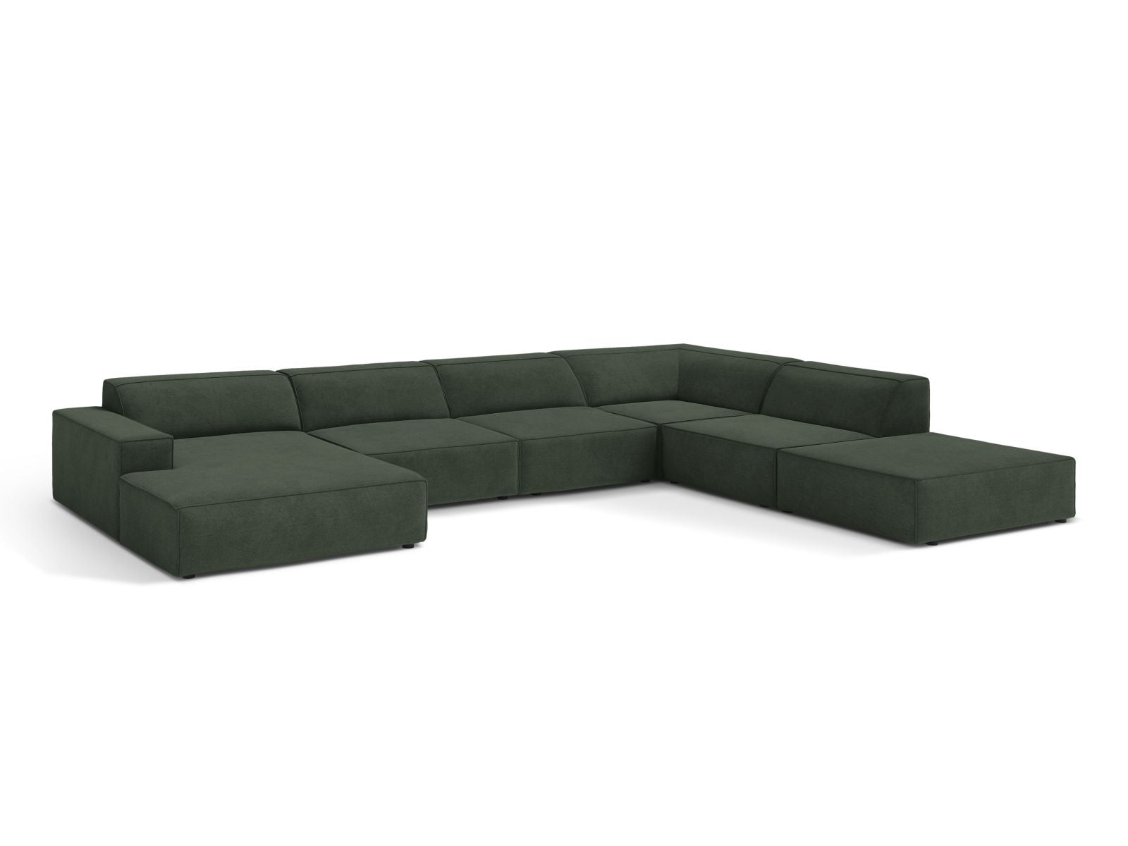 Elegantes 7-Sitzer Ecksofa Panoramic Jodie in Moss Green-Liberty, ideal für stilvolle Wohnräume, präsentiert von Micadoni.