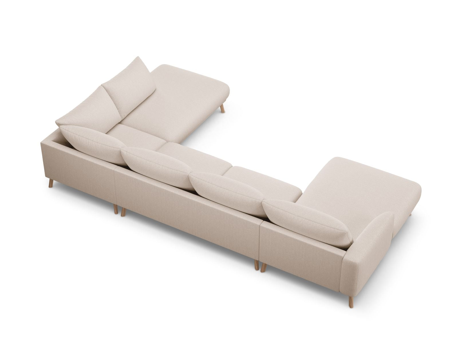 Modernes 6-Sitzer Ecksofa Panoramic Naomi von Micadoni, perfekt für entspannte Stunden und einladende Wohnräume, in einem warmen Beigeton.