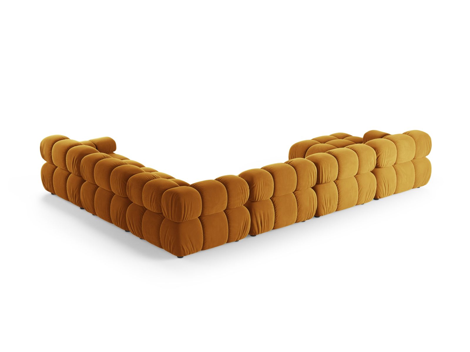 Modulares 8-Sitzer Ecksofa Panoramic rechts Bellis in leuchtendem Gelb, perfekt für gemütliche Zusammenkünfte und modernes Wohndesign.