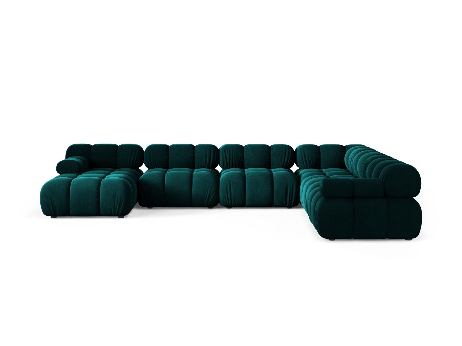 Elegantes 8-Sitzer Ecksofa Panoramic rechts Bellis in tiefem Petrol, ideal für stilvolle Wohnräume und gesellige Abende.