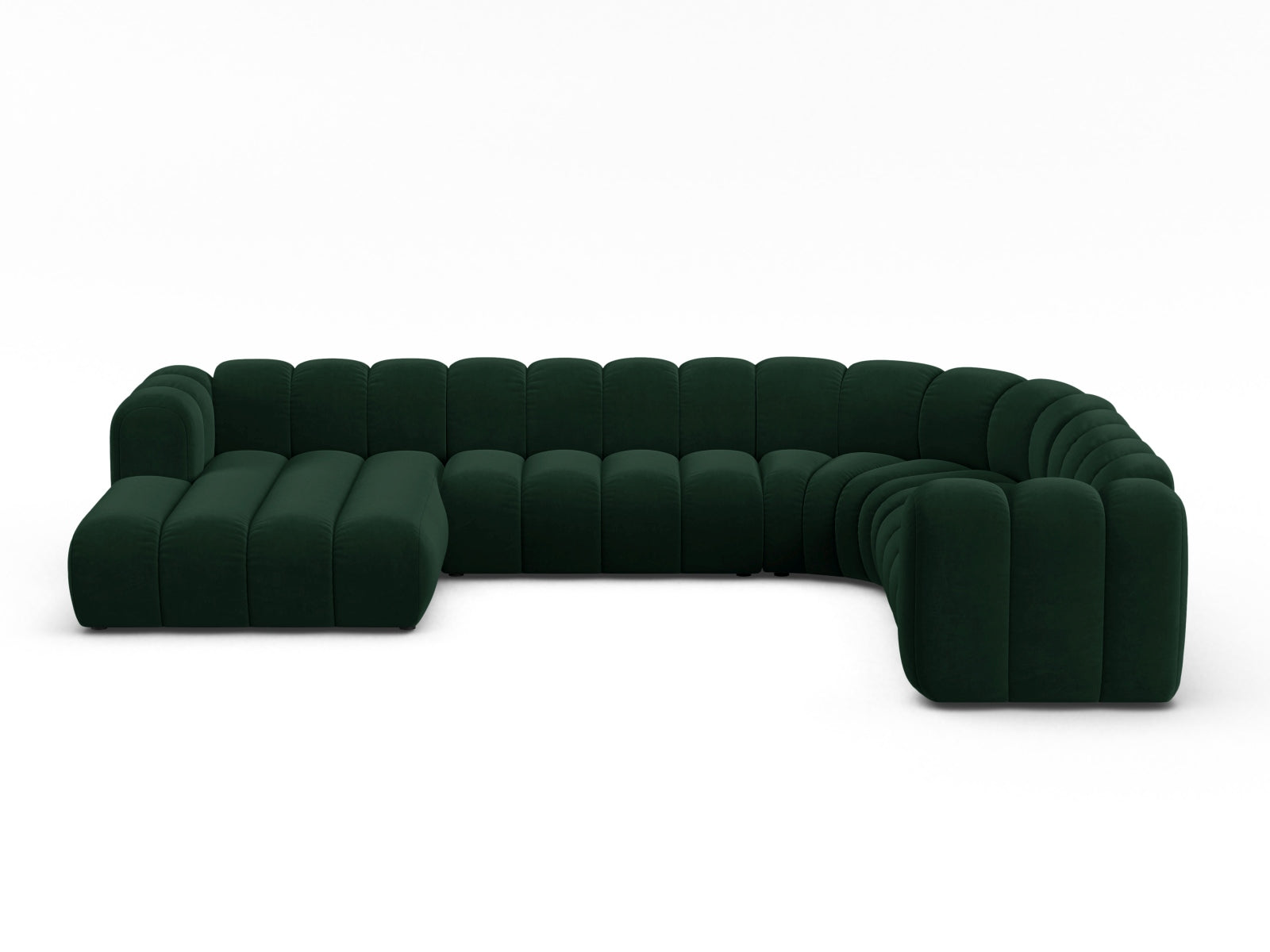 Lupine Velour Modular Panoramic Ecksofa rechts 6 Sitzer in Bottle Green präsentiert im Onlineshop von KAQTU Design AG. Ecksofa rechts ist von Micadoni