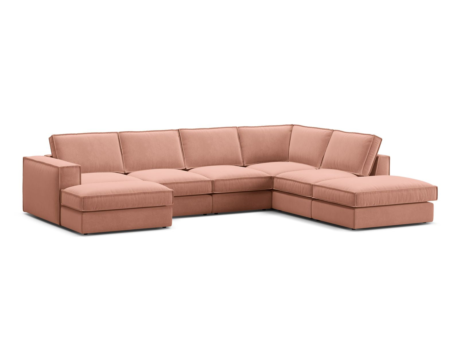 Stylisches 5-Sitzer Ecksofa Panoramic rechts in Pink-Salvador von Micadoni, ideal für moderne Wohnräume und gemütliche Abende.