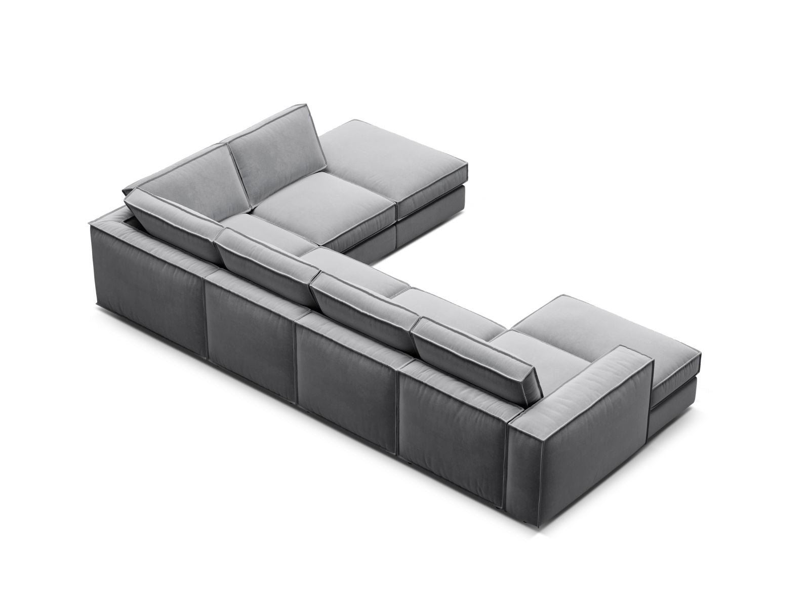 Modulares 5-Sitzer Ecksofa Panoramic rechts Pola, perfekt für gesellige Runden und gemütliche Stunden in jedem modernen Zuhause.