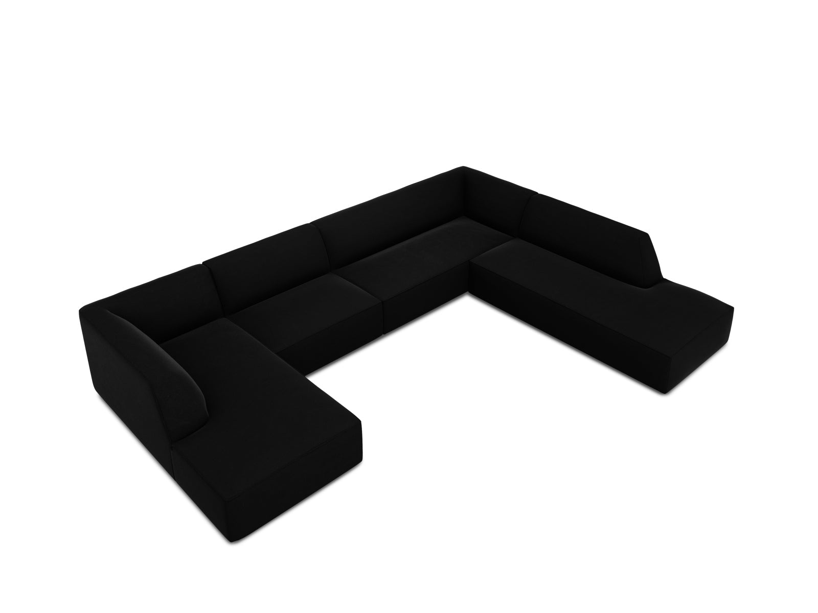 Ruby Velour Panoramic Ecksofa rechts 7 Sitzer in Black präsentiert im Onlineshop von KAQTU Design AG. Ecksofa rechts ist von Micadoni