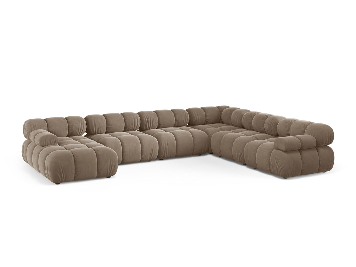 8-Sitzer Bellis Modular Ecksofa Panoramic rechts in Cappuccino-Bluvel präsentiert im Onlineshop von KAQTU Design AG. Ecksofa rechts ist von Micadoni