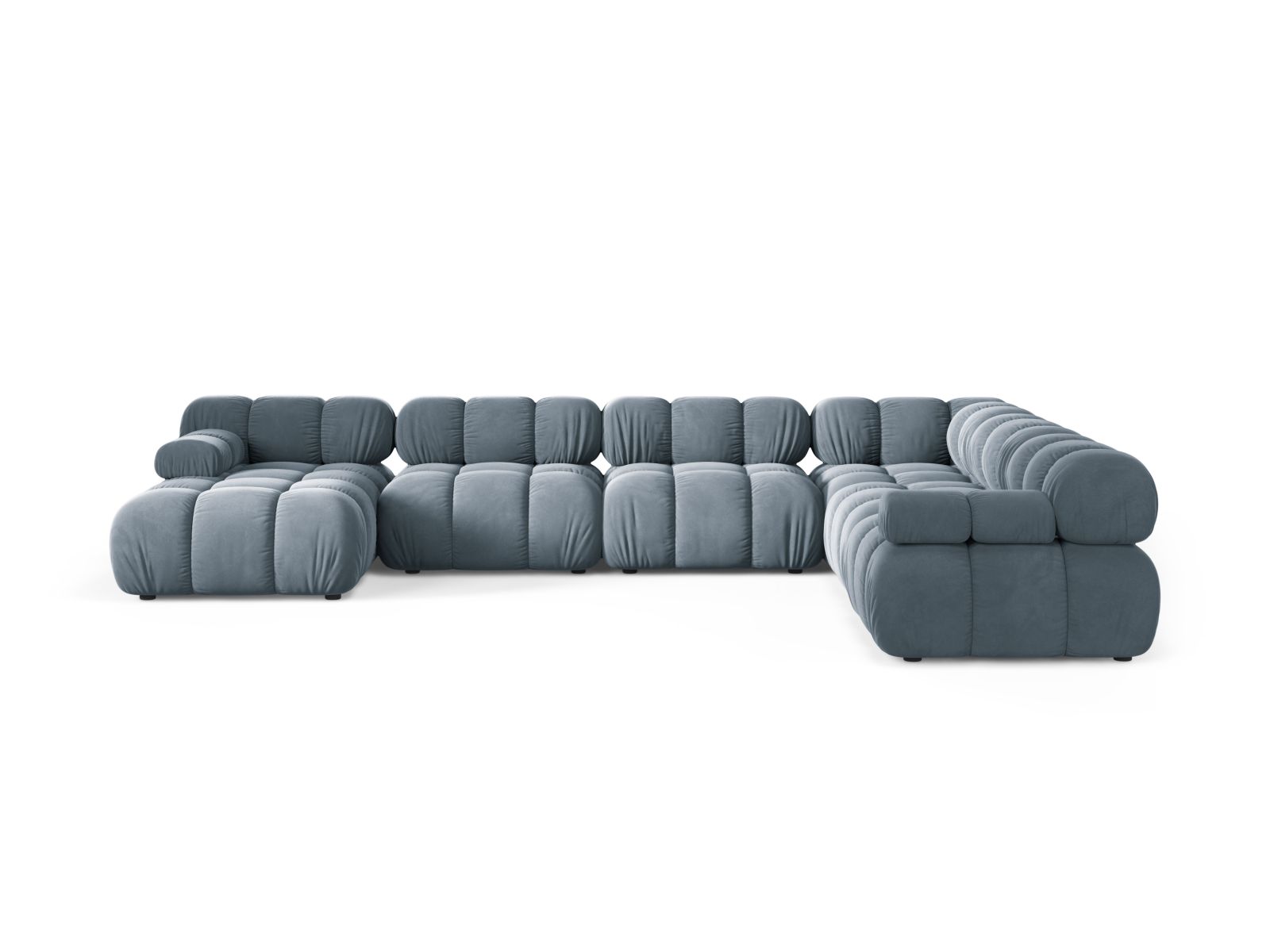 Elegantes 8-Sitzer Ecksofa Bellis in hellem Blau, ideal für moderne Wohnräume, präsentiert in stilvollem Design von Micadoni.