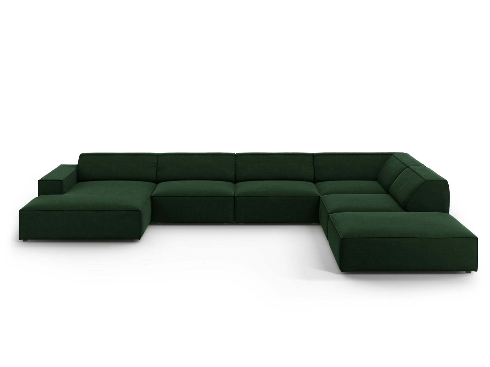 Jodie Velour modulares Panoramic Ecksofa rechts 7 Sitzer in Bottle Green präsentiert im Onlineshop von KAQTU Design AG. Ecksofa rechts ist von Micadoni