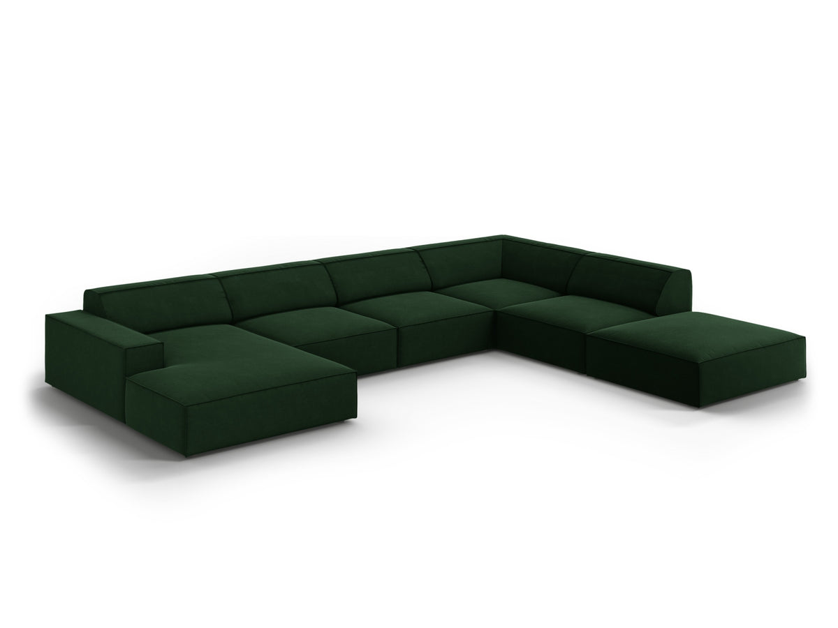 Jodie Velour modulares Panoramic Ecksofa rechts 7 Sitzer in Bottle Green-Bluvel präsentiert im Onlineshop von KAQTU Design AG. Ecksofa rechts ist von Micadoni