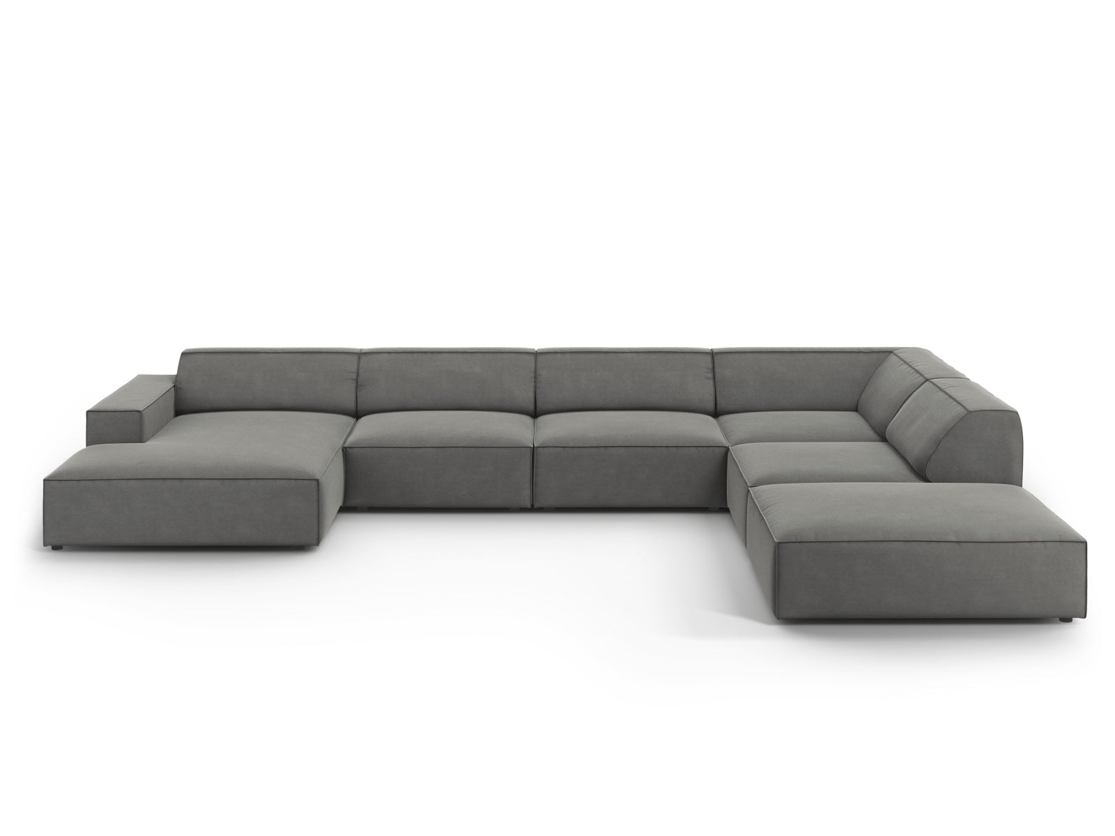 Jodie Velour modulares Panoramic Ecksofa rechts 7 Sitzer in Light Grey präsentiert im Onlineshop von KAQTU Design AG. Ecksofa rechts ist von Micadoni