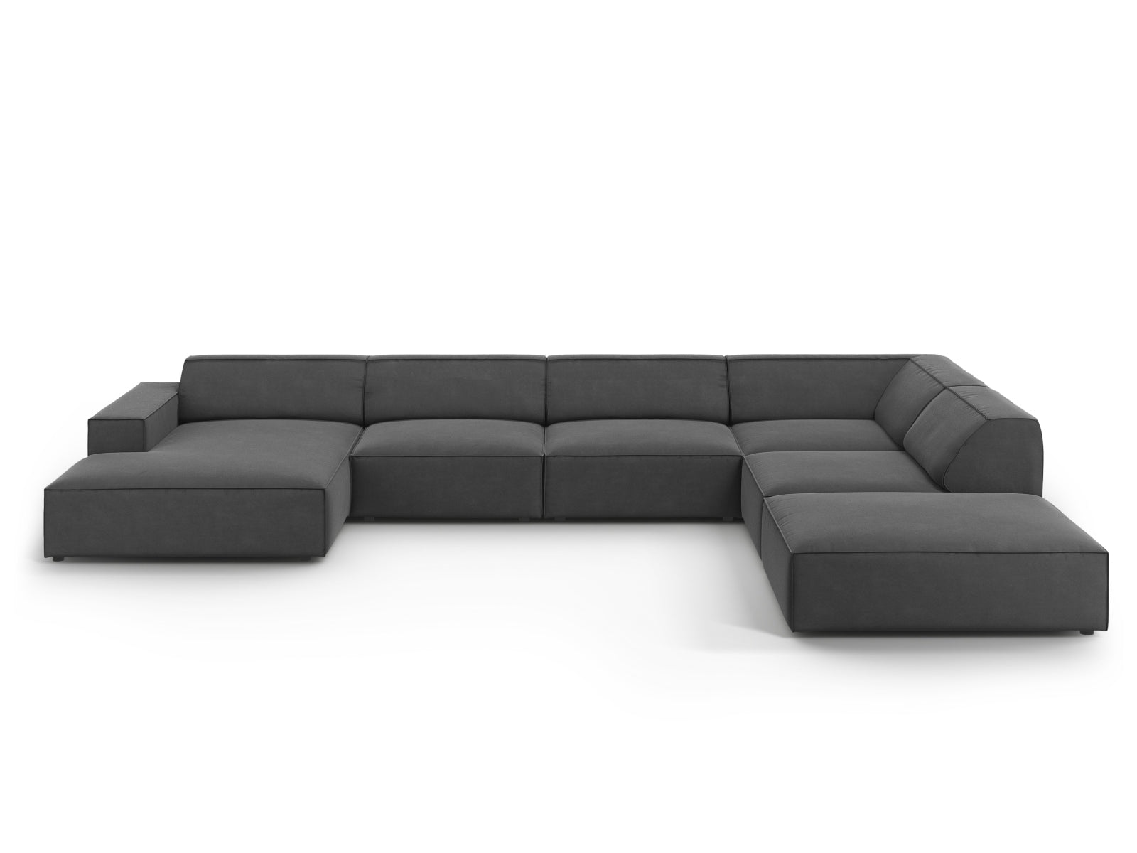Jodie Velour modulares Panoramic Ecksofa rechts 7 Sitzer in Grey präsentiert im Onlineshop von KAQTU Design AG. Ecksofa rechts ist von Micadoni