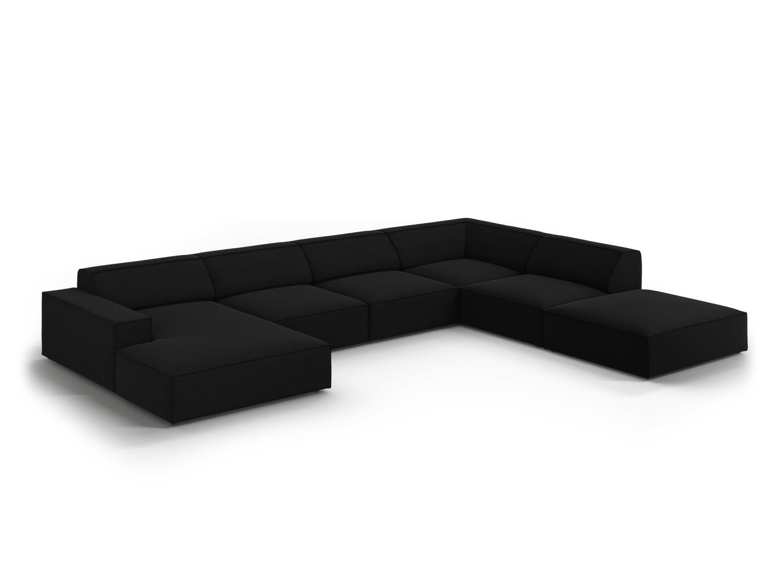 Jodie Velour modulares Panoramic Ecksofa rechts 7 Sitzer in Black präsentiert im Onlineshop von KAQTU Design AG. Ecksofa rechts ist von Micadoni