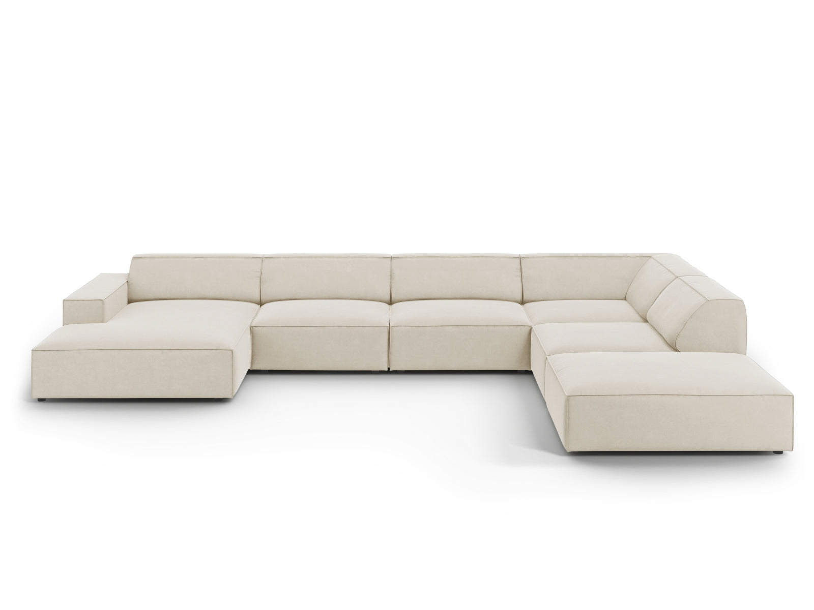 Jodie Velour modulares Panoramic Ecksofa rechts 7 Sitzer in Dark Beige präsentiert im Onlineshop von KAQTU Design AG. Ecksofa rechts ist von Micadoni