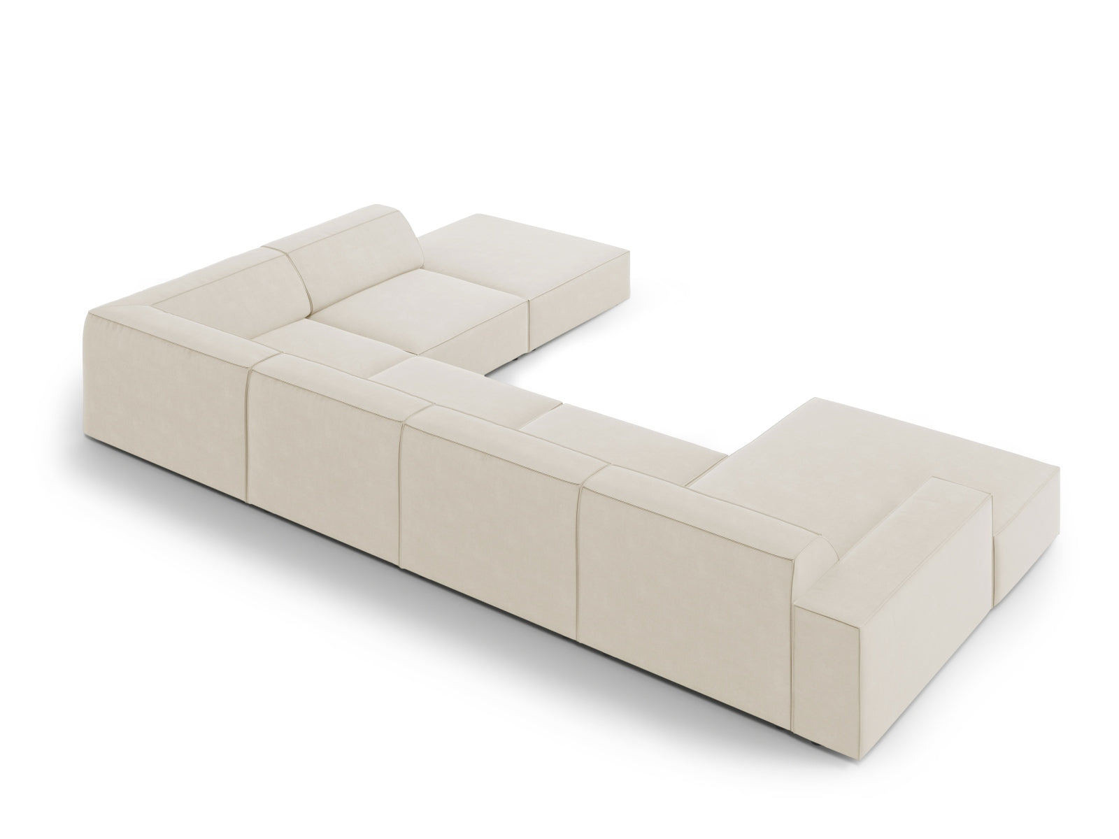 Jodie Velour modulares Panoramic Ecksofa rechts 7 Sitzer in Dark Beige präsentiert im Onlineshop von KAQTU Design AG. Ecksofa rechts ist von Micadoni
