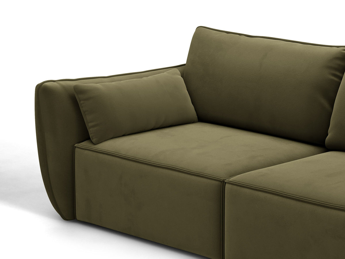 L-Sofa Kaelle Panoramasofa rechts von Micadoni, Stoffbezug, schwarze niedrige Beine