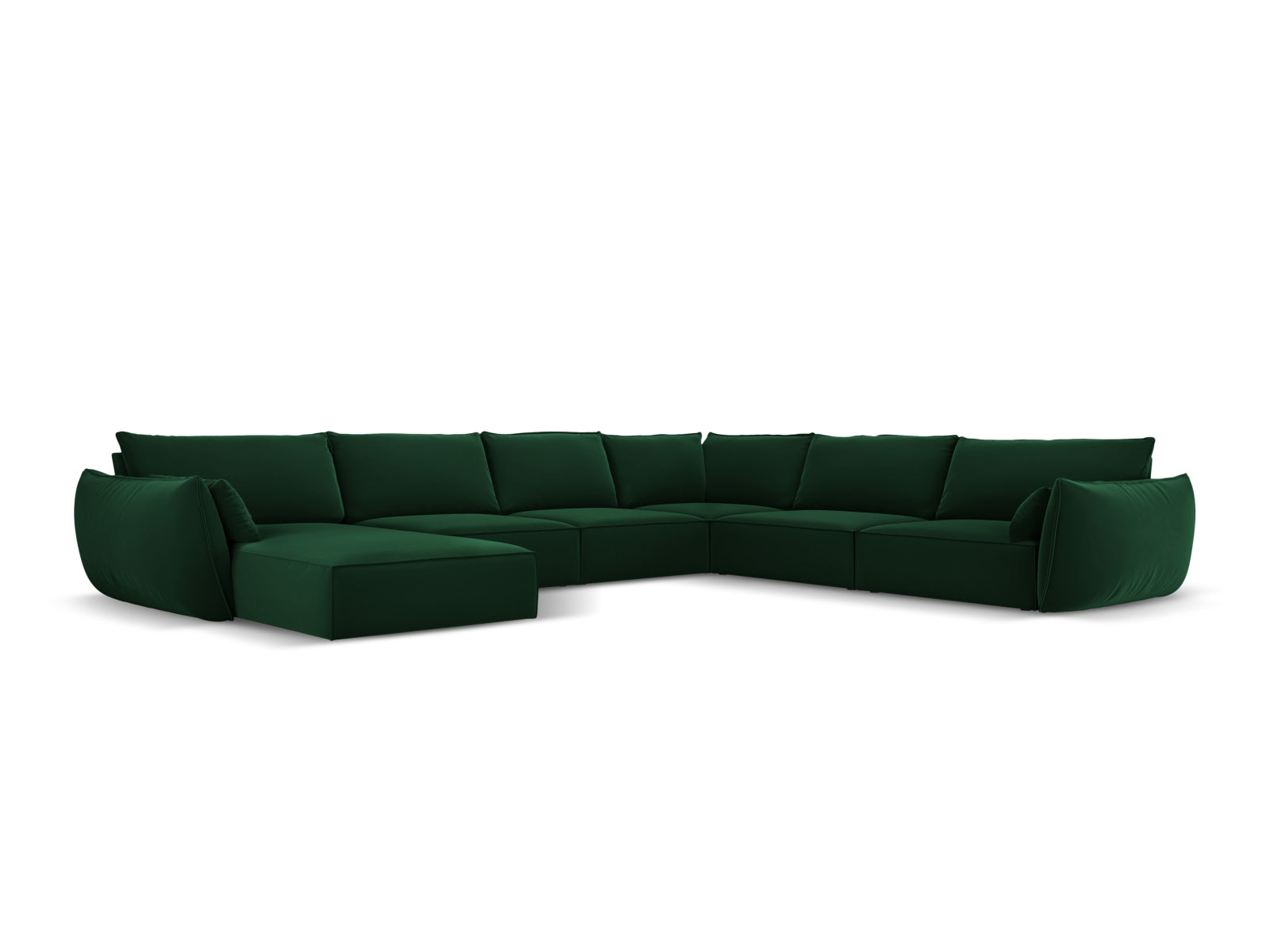 Kaelle Velour Panoramic Ecksofa rechts 8 Sitzer in Bottle Green-Bluvel präsentiert im Onlineshop von KAQTU Design AG. Ecksofa rechts ist von Micadoni