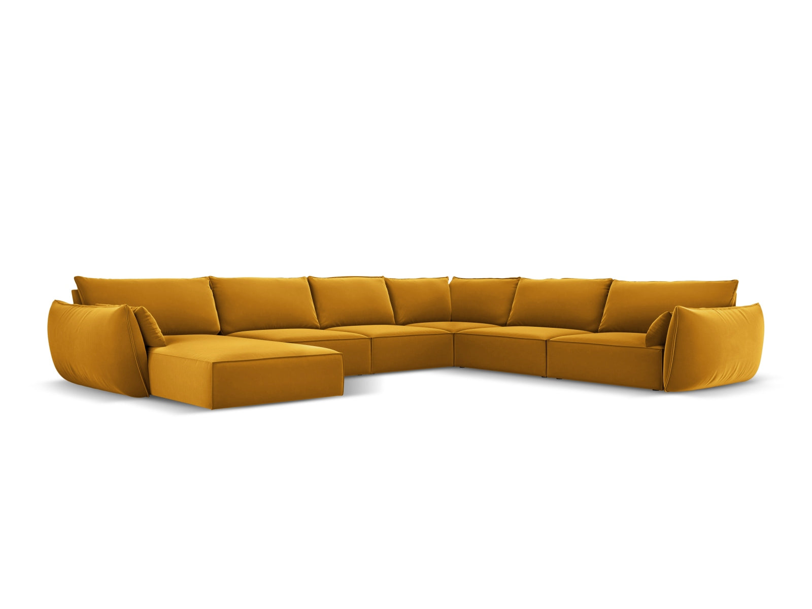 Kaelle Velour Panoramic Ecksofa rechts 8 Sitzer in Yellow-Bluvel präsentiert im Onlineshop von KAQTU Design AG. Ecksofa rechts ist von Micadoni