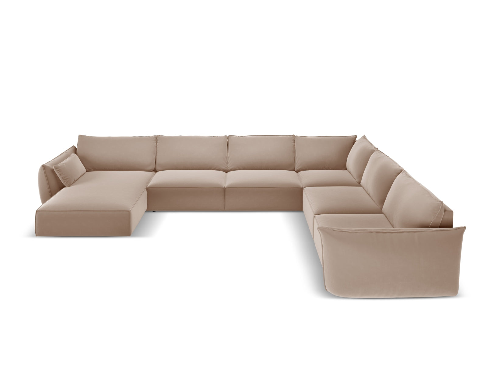 Kaelle Velour Panoramic Ecksofa rechts 8 Sitzer in Beige-Bluvel präsentiert im Onlineshop von KAQTU Design AG. Ecksofa rechts ist von Micadoni
