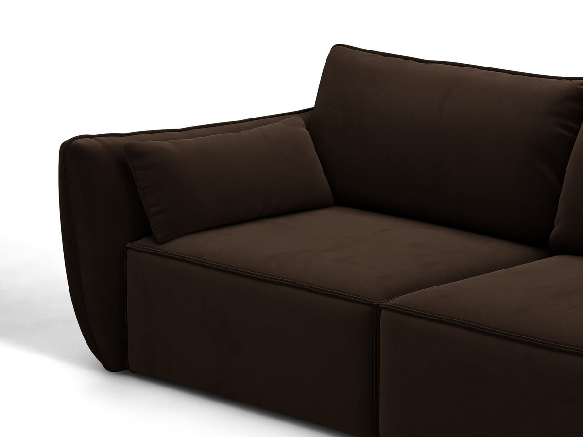 L-Sofa Kaelle Panoramasofa rechts von Micadoni, Stoffbezug, schwarze niedrige Beine