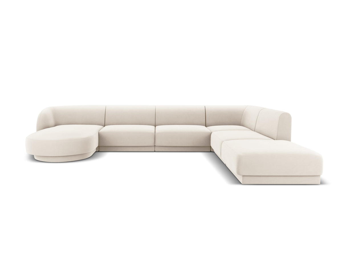 Miley Velour Panoramic Ecksofa rechts 6 Sitzer in Light Beige-Bluvel präsentiert im Onlineshop von KAQTU Design AG. Ecksofa rechts ist von Micadoni