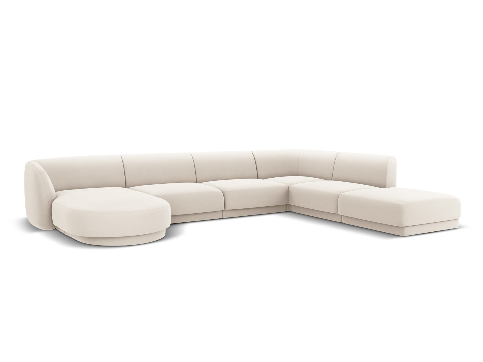 Miley Velour Panoramic Ecksofa rechts 6 Sitzer in Light Beige präsentiert im Onlineshop von KAQTU Design AG. Ecksofa rechts ist von Micadoni