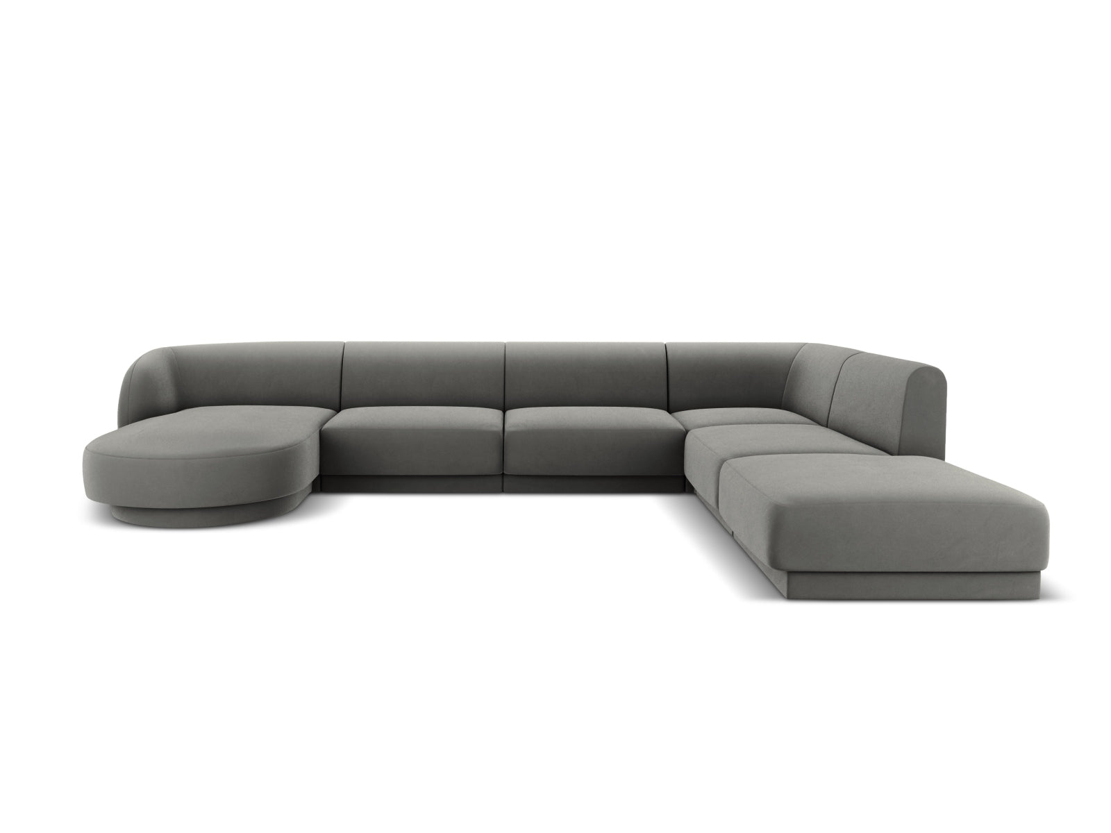 Miley Velour Panoramic Ecksofa rechts 6 Sitzer in Light Grey präsentiert im Onlineshop von KAQTU Design AG. Ecksofa rechts ist von Micadoni