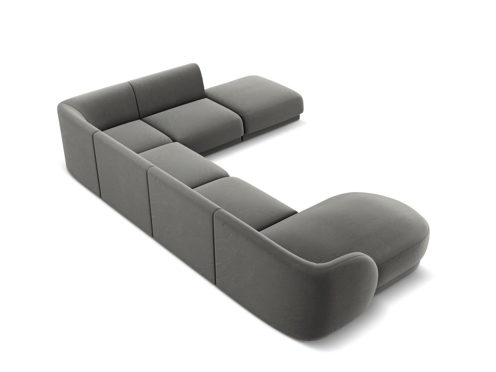 Miley Velour Panoramic Ecksofa rechts 6 Sitzer in Light Grey präsentiert im Onlineshop von KAQTU Design AG. Ecksofa rechts ist von Micadoni