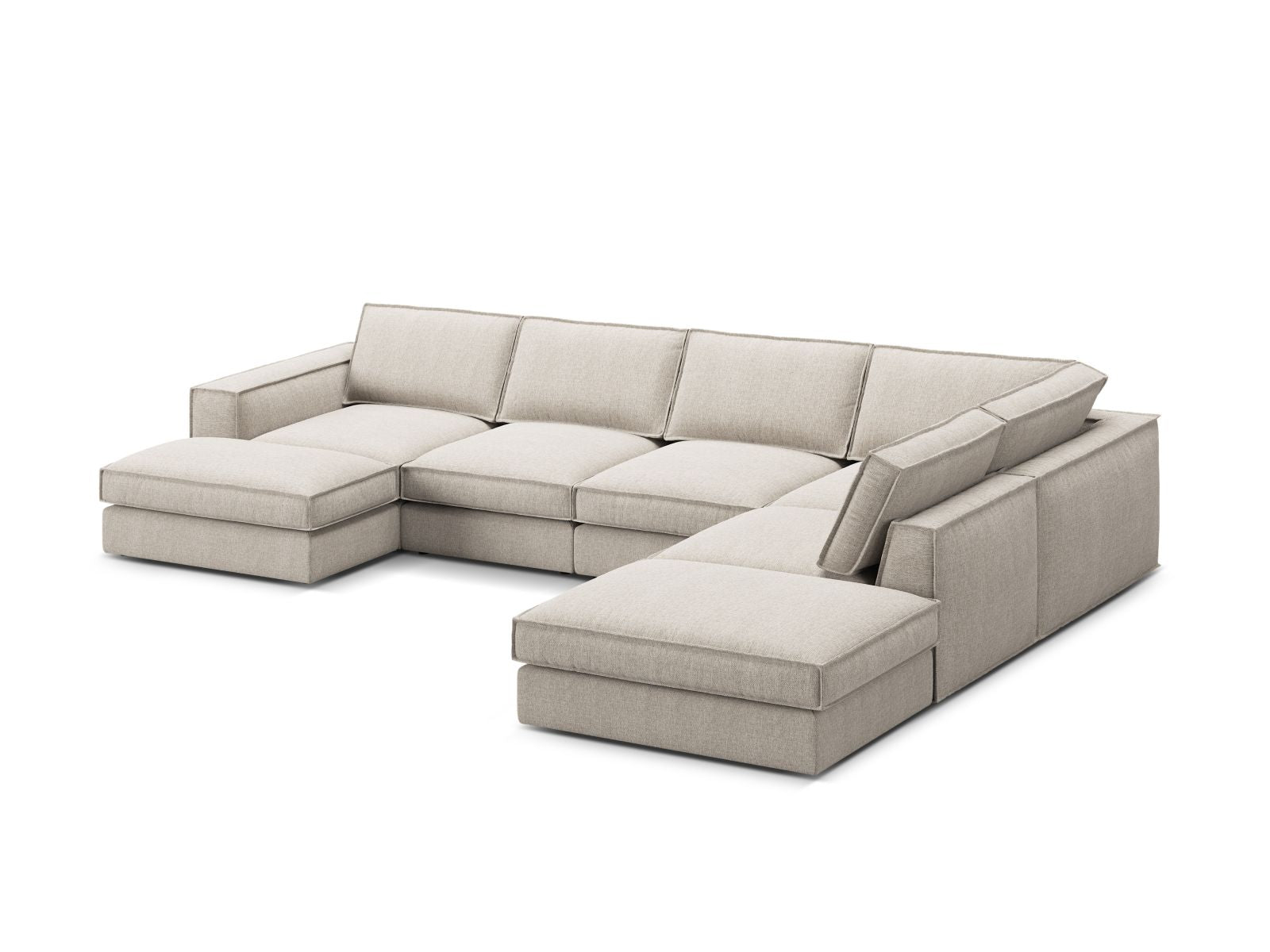 Elegantes 5-Sitzer Ecksofa Panoramic rechts in Sand-Babel von Micadoni, ideal für gemütliche Abende und modernes Wohndesign.