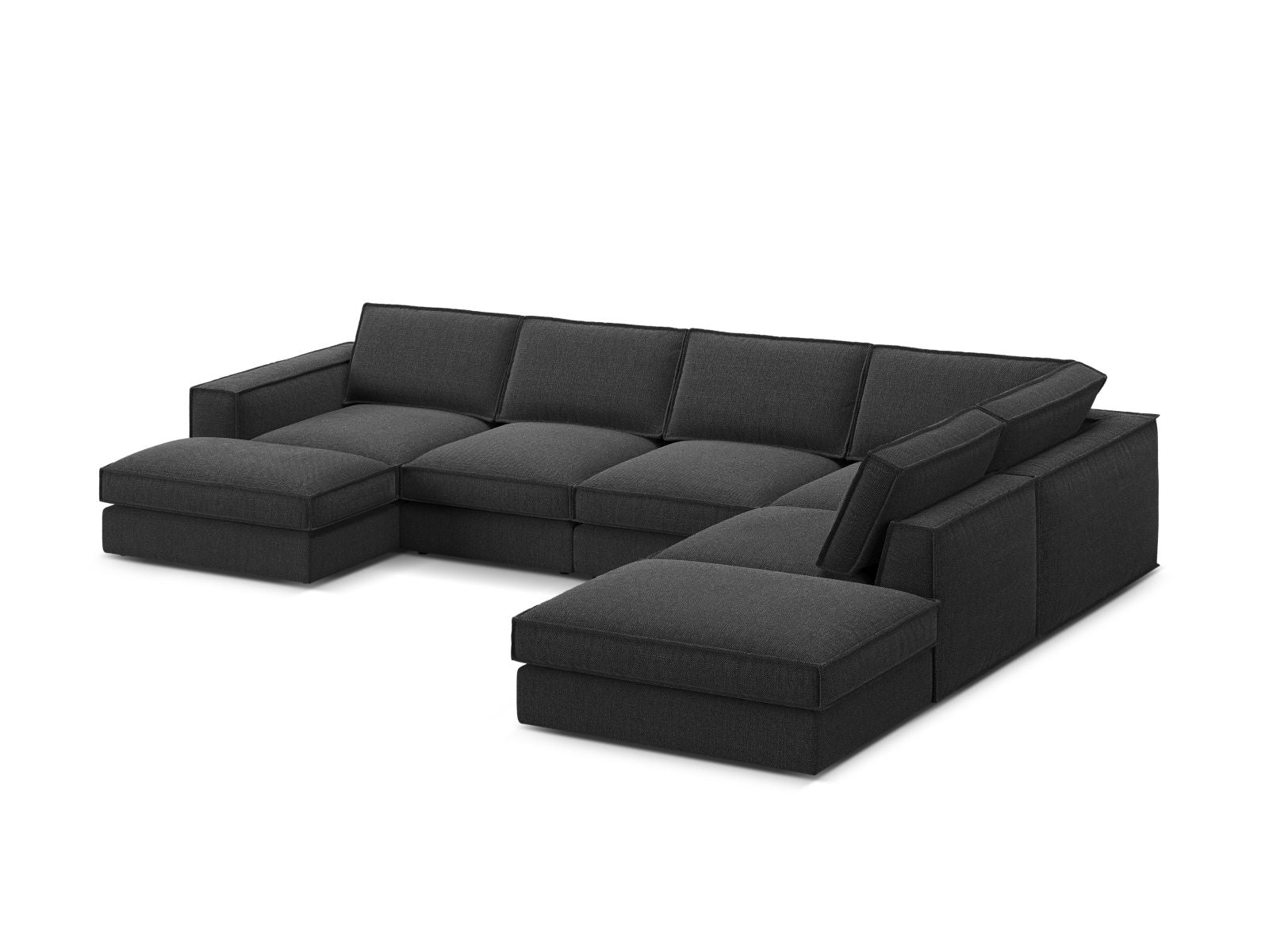 Elegantes 5-Sitzer Ecksofa Panoramic rechts in Schwarz, ideal für modernes Wohnen und entspannte Stunden mit Freunden und Familie.