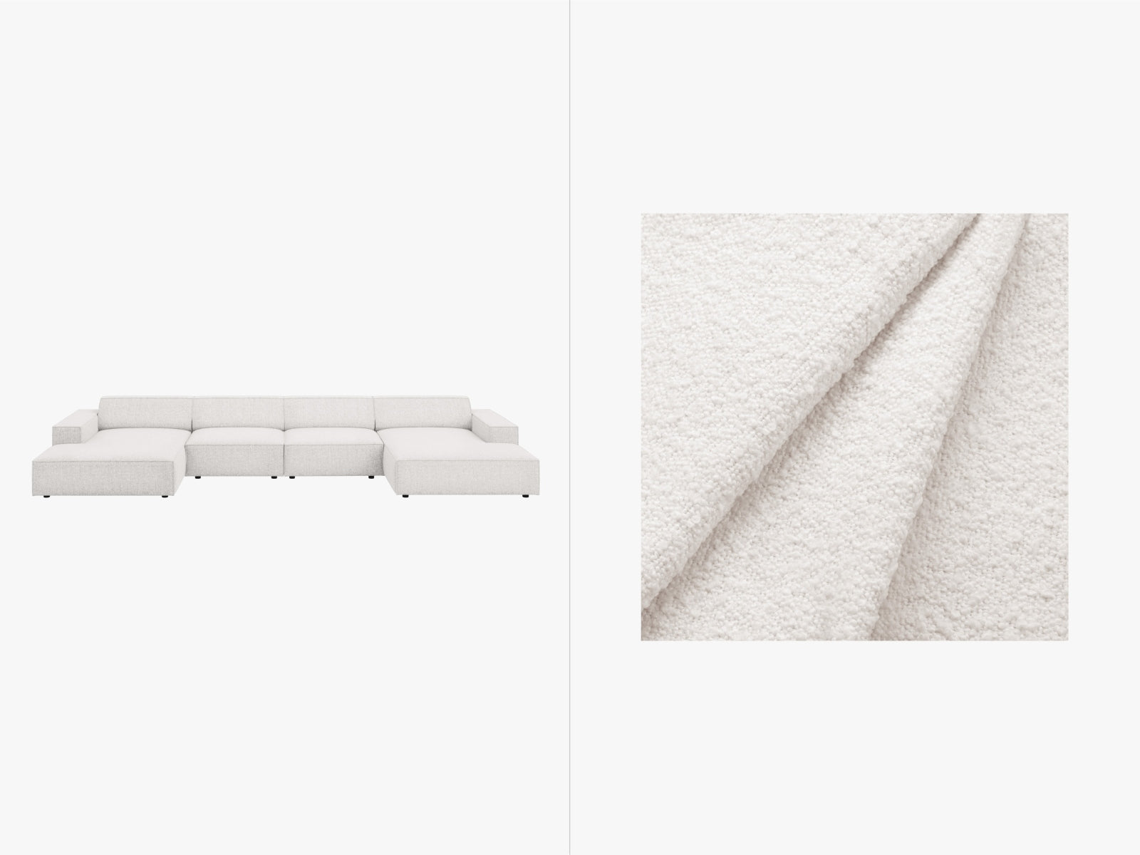 Jodie Boucle modulares Panoramic Sofa 6 Sitzer in White präsentiert im Onlineshop von KAQTU Design AG. 3er Sofa ist von Micadoni