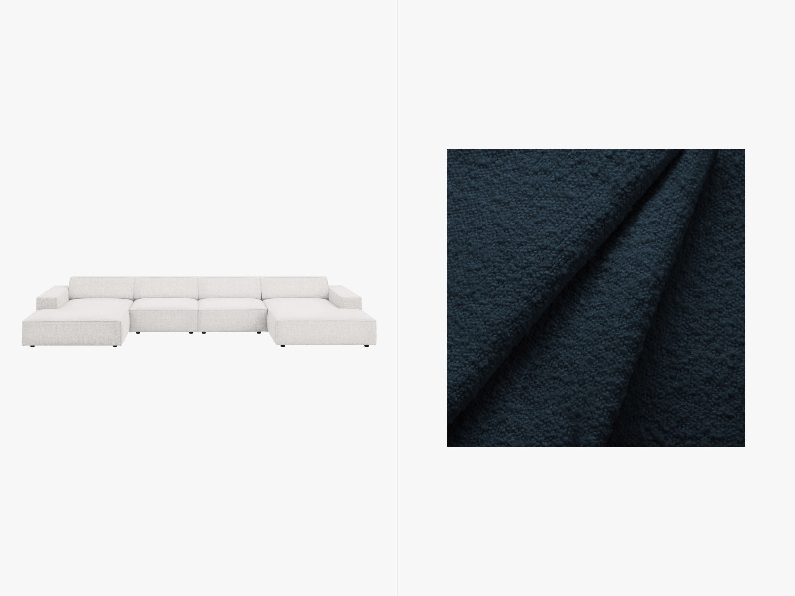 Jodie Boucle modulares Panoramic Sofa 6 Sitzer in Dark Blue präsentiert im Onlineshop von KAQTU Design AG. 3er Sofa ist von Micadoni