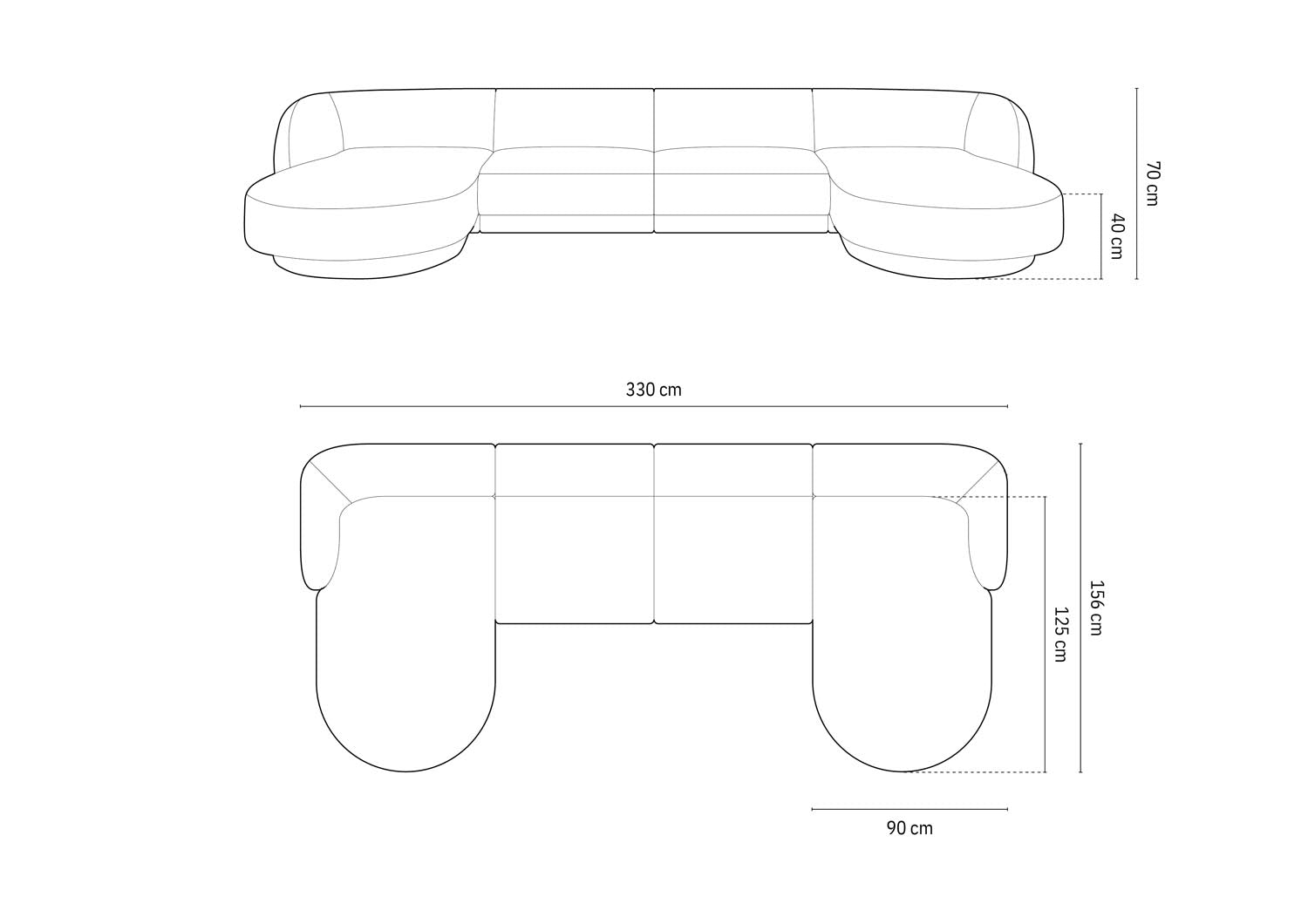 Miley Panoramic Sofa 5 Sitzer in White präsentiert im Onlineshop von KAQTU Design AG. 5er Sofa ist von Micadoni