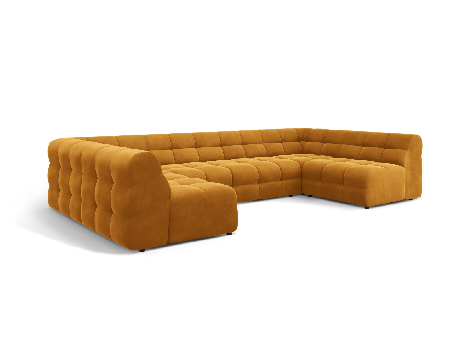 Kendal Velour Panoramic Sofa 7 Sitzer in Mustard präsentiert im Onlineshop von KAQTU Design AG. 5er Sofa ist von Micadoni