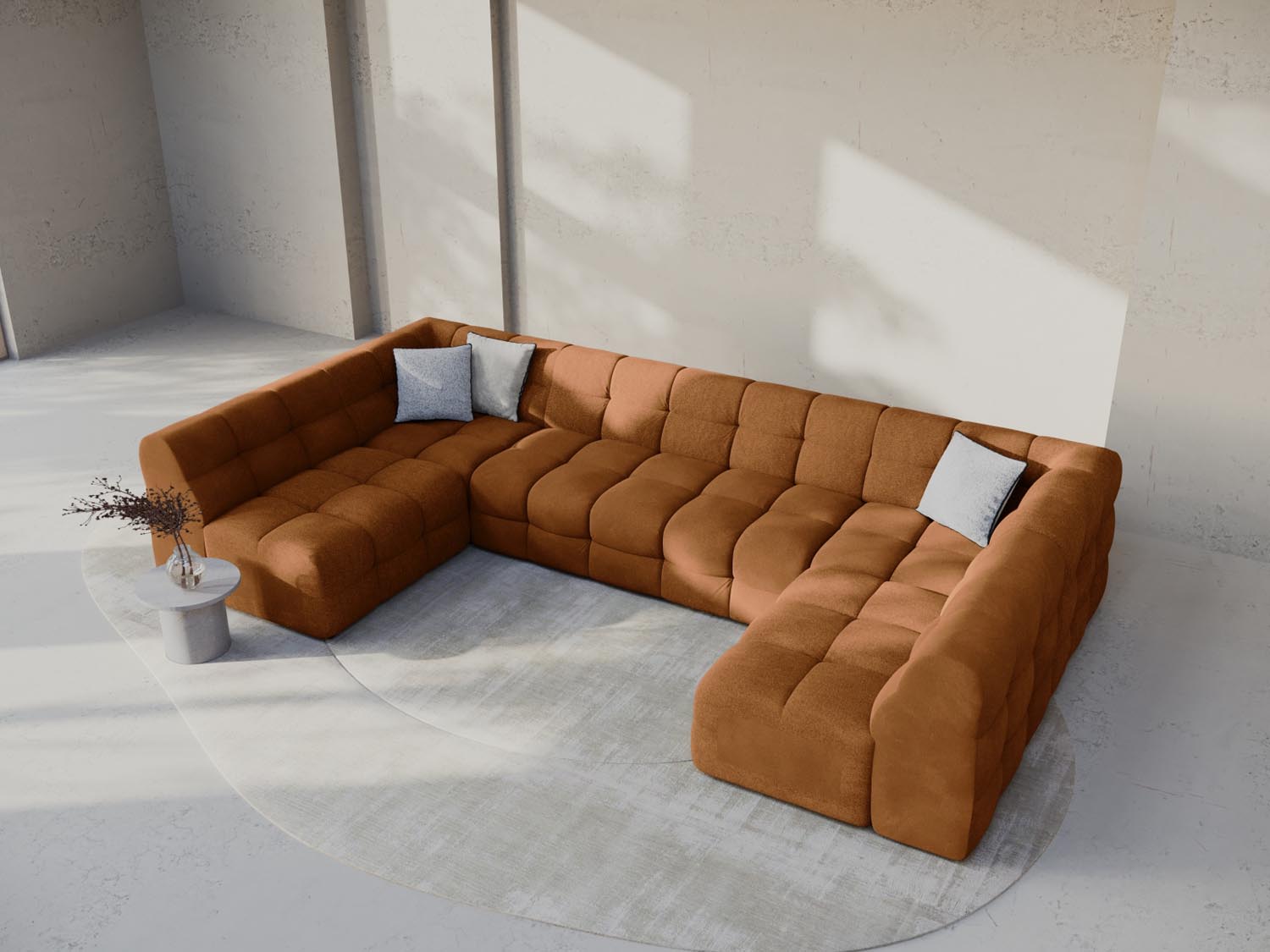 Kendal Velour Panoramic Sofa 7 Sitzer in Camel präsentiert im Onlineshop von KAQTU Design AG. 5er Sofa ist von Micadoni