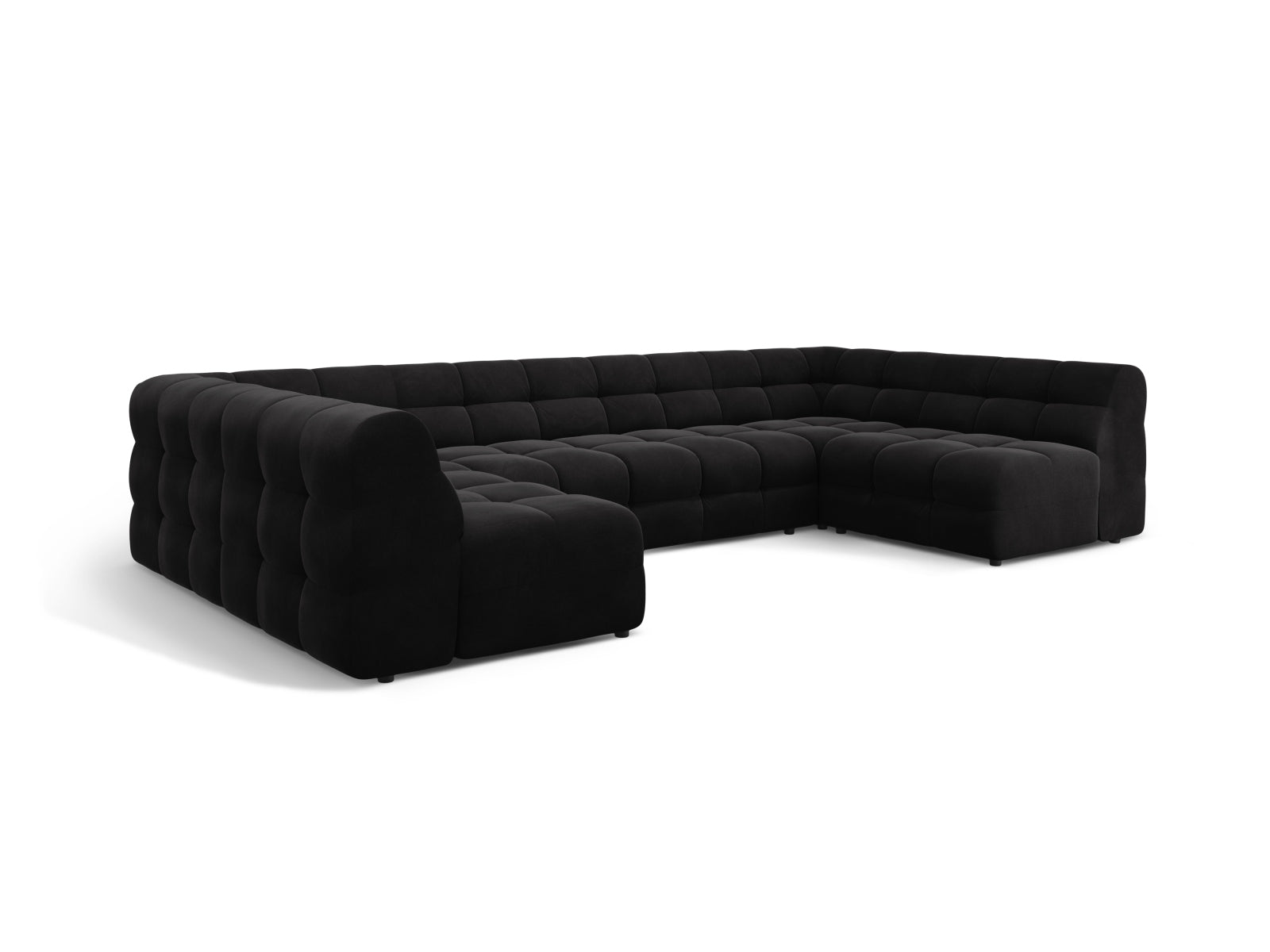 Kendal Velour Panoramic Sofa 7 Sitzer in Black präsentiert im Onlineshop von KAQTU Design AG. 5er Sofa ist von Micadoni