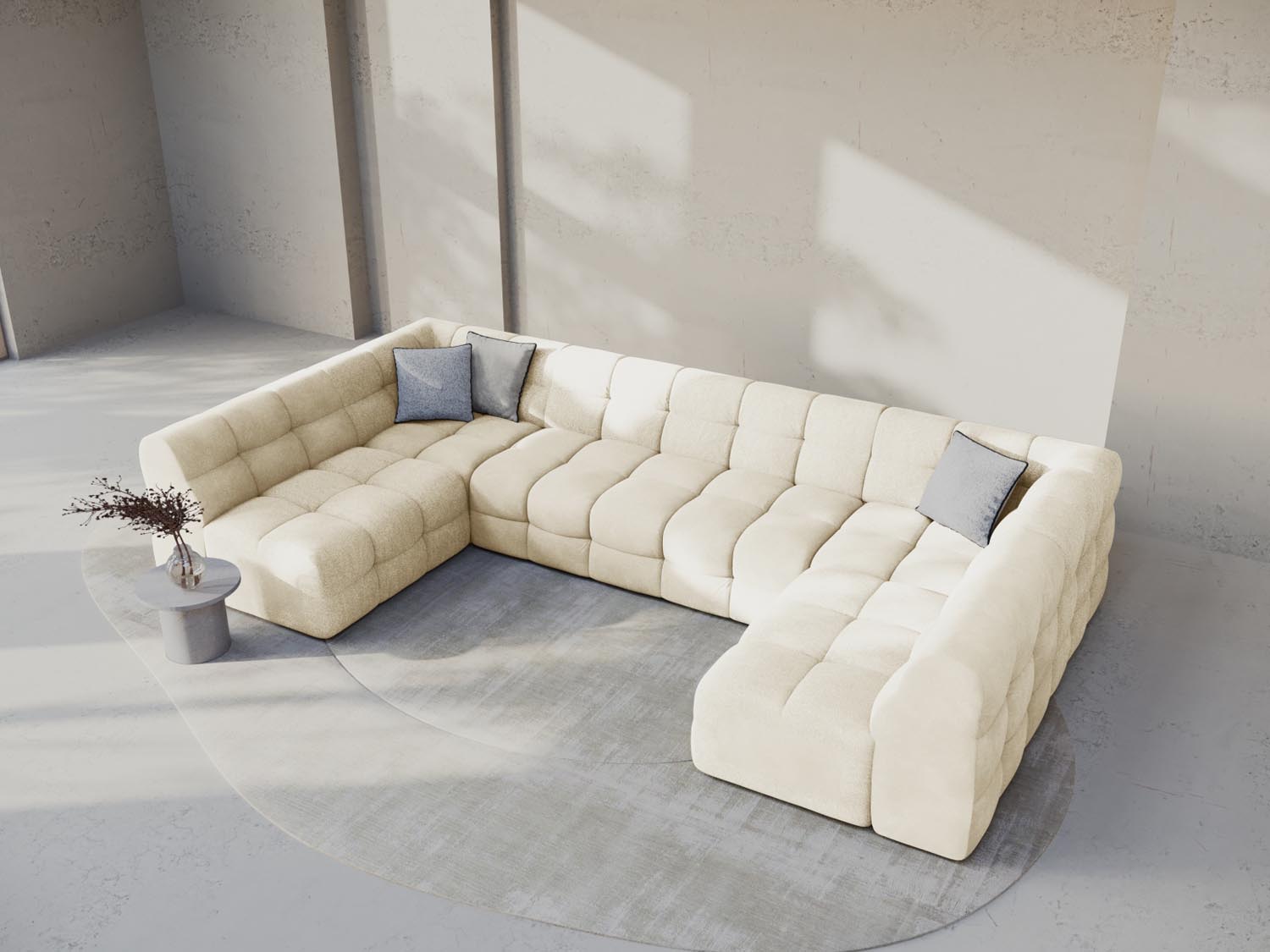 Kendal Velour Panoramic Sofa 7 Sitzer in Ivory präsentiert im Onlineshop von KAQTU Design AG. 5er Sofa ist von Micadoni