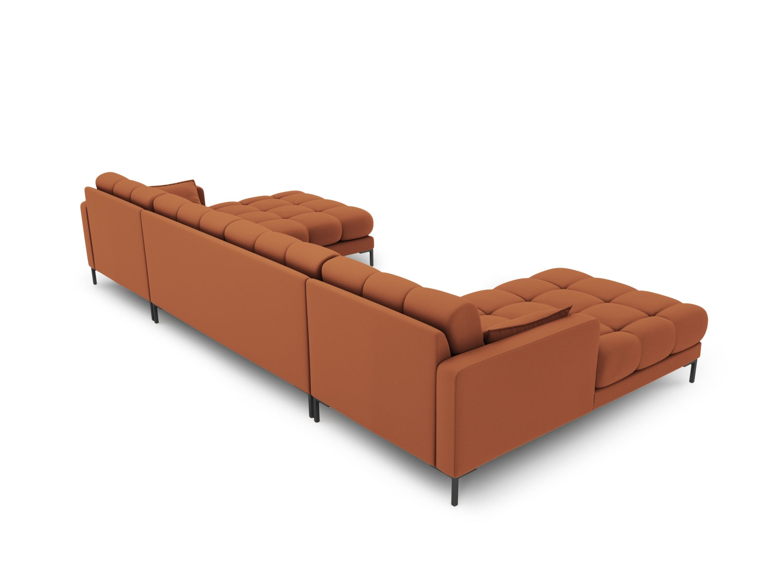 Stilvolles 6-Sitzer Mamaia Panoramic Sofa in Brick und Schwarz-Neve, perfekt für zeitgemäße Wohnkonzepte und gemütliche Zusammenkünfte.