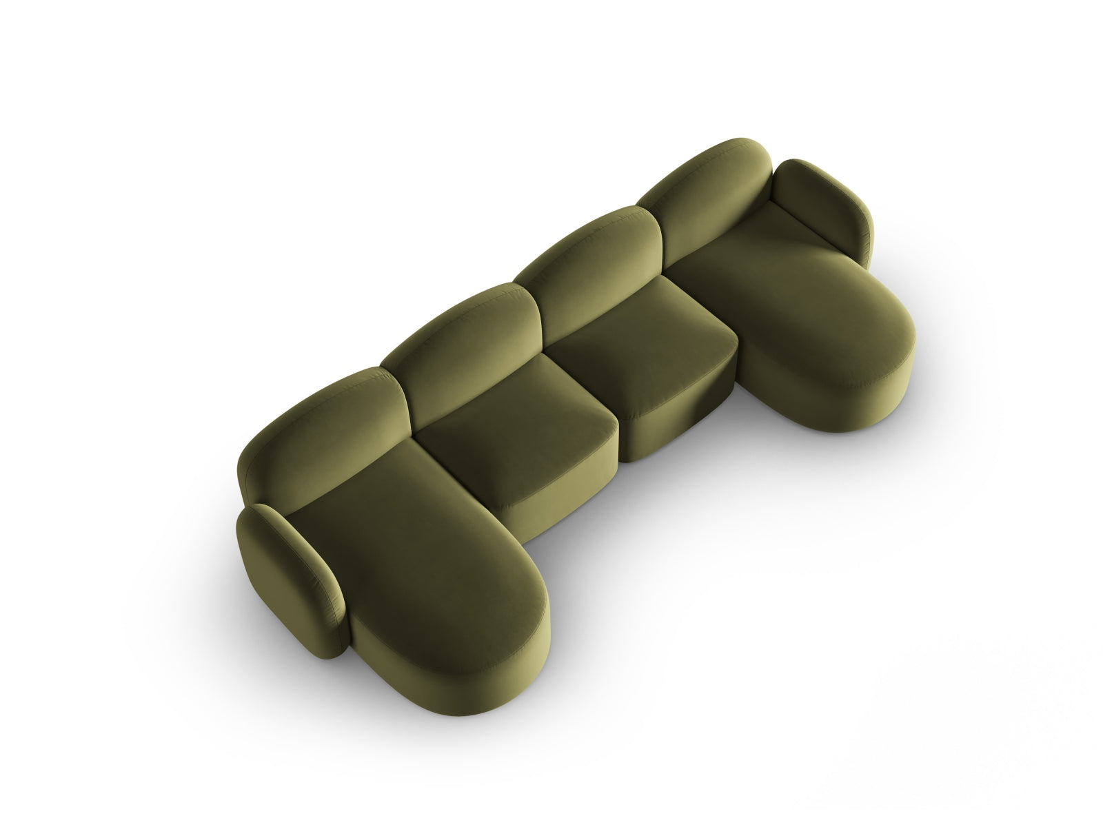 Blair Velour Panoramic Sofa 6 Sitzer in Light Green präsentiert im Onlineshop von KAQTU Design AG. 5er Sofa ist von Micadoni