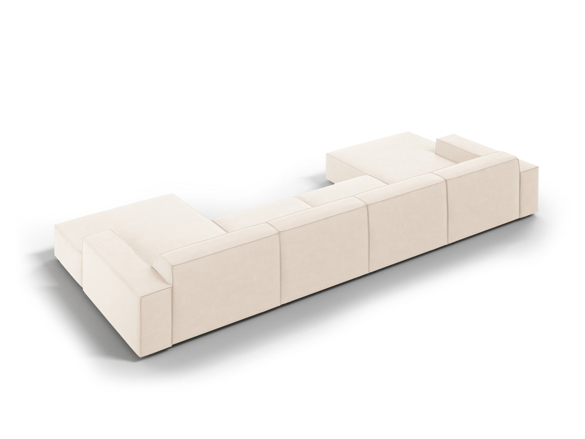 Jodie Velour modulares Panoramic Sofa 6 Sitzer in Light Beige-Bluvel präsentiert im Onlineshop von KAQTU Design AG. 3er Sofa ist von Micadoni