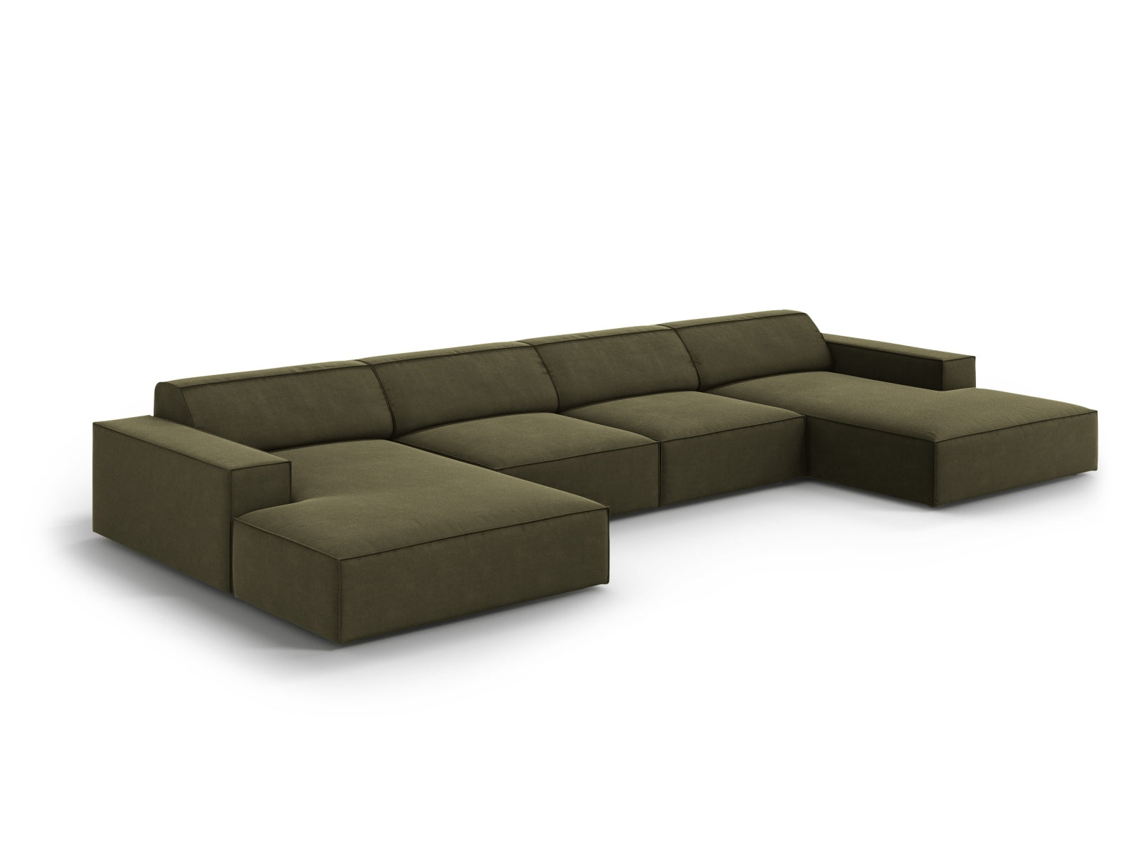 Jodie Velour modulares Panoramic Sofa 6 Sitzer in Green präsentiert im Onlineshop von KAQTU Design AG. 3er Sofa ist von Micadoni