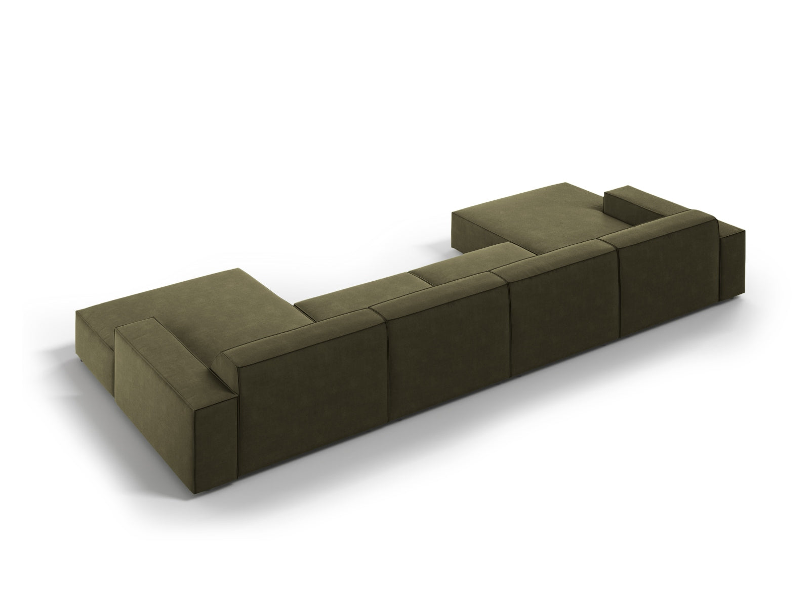 Jodie Velour modulares Panoramic Sofa 6 Sitzer in Green präsentiert im Onlineshop von KAQTU Design AG. 3er Sofa ist von Micadoni