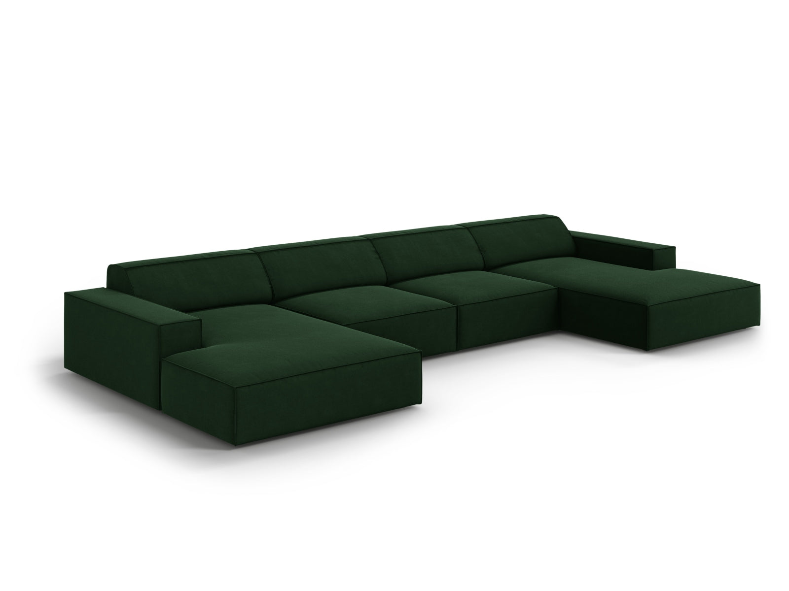Jodie Velour modulares Panoramic Sofa 6 Sitzer in Bottle Green präsentiert im Onlineshop von KAQTU Design AG. 3er Sofa ist von Micadoni